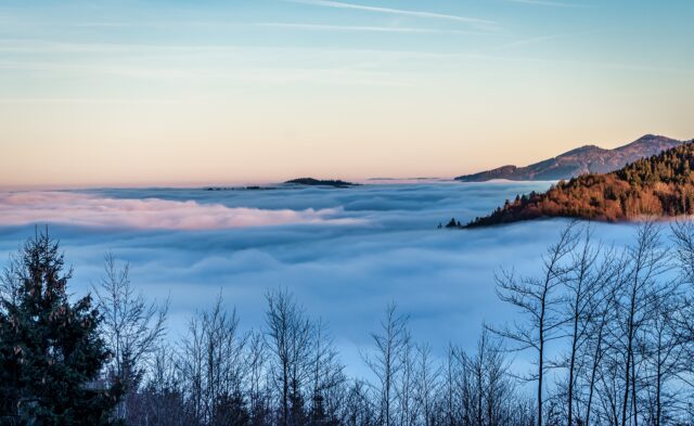 A Spectacular View over the Clouds in the Mountains
