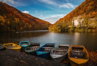 Colorful Boats in Autumn